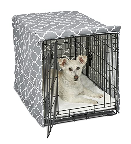 New World BCVR-30GYT Hundebox-Abdeckung, Stoff mit Teflonschutz, für 76 cm große Hundeboxen von New World und MidWest, hellgraues Designer-Muster von New World