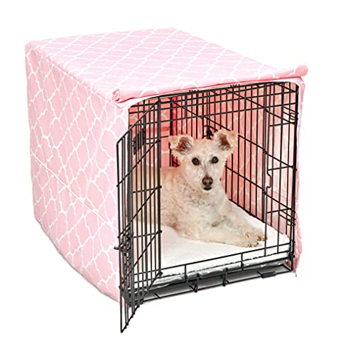 New World BCVR-30PKT Hundebox-Abdeckung, Stoff mit Teflonschutz, für 76 cm große Hundeboxen von New World und MidWest, rosa Designer-Muster von New World
