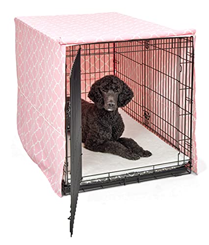 New World BCVR-48PKT Hundebox-Abdeckung, Stoff mit Teflonschutz, für alle 122 cm langen Hundeboxen von New World und MidWest Homes for Pets, rosa Designer-Muster von New World