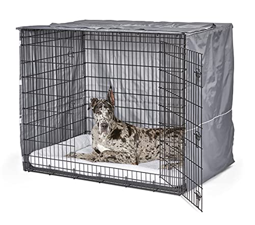 New World BCVR-54GY Hundebox-Abdeckung, sehr groß, Sichtschutz für Hundebox MidWest Ginormous Modelle SL54 und SL54DD, maschinenwaschbar und trocknergeeignet, 137 cm, hellgraues Designer-Muster von New World