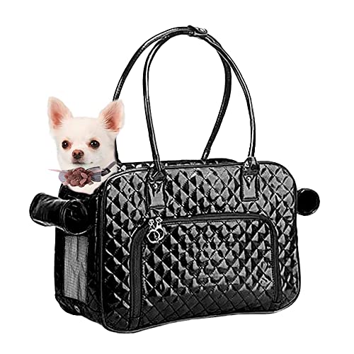 NewEle Modische Hunde-Geldbörse für kleine Hunde mit 2 zusätzlichen Taschen, Fluggesellschaften zugelassene Welpen-Geldbörse Tragetasche für Reisen (schwarz, kleine Größe) von NewEle
