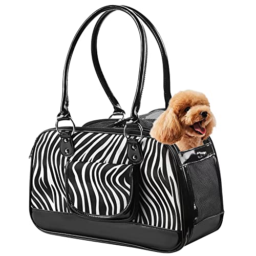NewEle Modische Hunde-Geldbörse für kleine Hunde mit zusätzlichen Taschen, Fluggesellschaften zugelassene Welpen-Geldbörse Tragetasche für Reisen (schwarz, kleine Größe) von NewEle