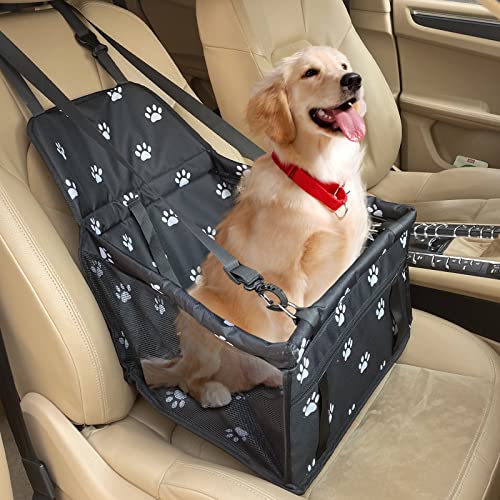 Newaner Hunde Autositz 40×34×25cm, Hundesitz Auto mit Sicherheitsgurt Atmungsaktiver Faltbarer für Kleine bis Hunde, Hundeautositz Wasserdichter mit Faserstützstange für Autoschutz von Newaner