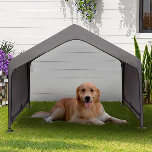 Newbro Hundezelt für den Außenbereich, extra großes Hundehaus für draußen, großer Schattenschutz, wasserdicht, wetterfest, mit Bodennägeln, Sonnen-Regenschutz für Haustiere, Katzen, Ziegen, Nutztiere, von Newbro
