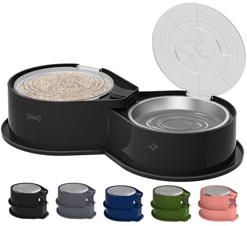 Newget Hundenapf-Set aus Edelstahl mit Deckel, 304 Metall-Doppel-Futter- und Wassernäpfe für Hunde und Katzen, große Kapazität, Haustier-Futterstation mit Abdeckung, hält Futter frisch, rutschfester Newget Hundenapf-Set aus Edelstahl mit Deckel, 304 Metall-Doppel-Futter- und Wassernäpfe für Hunde und Katzen, große Kapazität, Haustier-Futterstation mit Abdeckung, hält Futter frisch, rutschfester von Newget