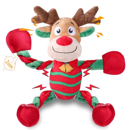 Newget Weihnachts-Hundespielzeug, quietschendes Plüsch-Kauspielzeug mit Knisterpapier für Welpen, kleine, mittelgroße und große Hunde, interaktives Haustier-Urlaubsspielzeug für Training und Newget Weihnachts-Hundespielzeug, quietschendes Plüsch-Kauspielzeug mit Knisterpapier für Welpen, kleine, mittelgroße und große Hunde, interaktives Haustier-Urlaubsspielzeug für Training und von Newget