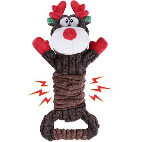 Newget Weihnachts-Hundespielzeug, quietschendes Plüsch-Kauspielzeug mit Knisterpapier für Welpen, kleine, mittelgroße und große Hunde, interaktives Haustier-Urlaubsspielzeug für Training und Newget Weihnachts-Hundespielzeug, quietschendes Plüsch-Kauspielzeug mit Knisterpapier für Welpen, kleine, mittelgroße und große Hunde, interaktives Haustier-Urlaubsspielzeug für Training und von Newget