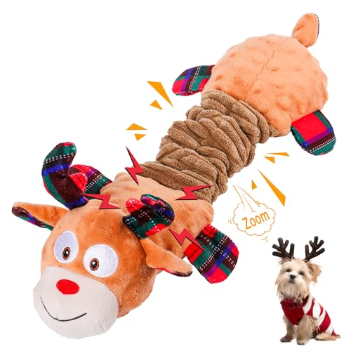 Newget Weihnachts-Hundespielzeug mit Quietscher, Hunde-Kauspielzeug, niedliches Hundespielzeug mit Quietschspielzeug aus Baumwollmaterial, interaktives, langlebiges Hundespielzeug für kleine Hunde Newget Weihnachts-Hundespielzeug mit Quietscher, Hunde-Kauspielzeug, niedliches Hundespielzeug mit Quietschspielzeug aus Baumwollmaterial, interaktives, langlebiges Hundespielzeug für kleine Hunde von Newget
