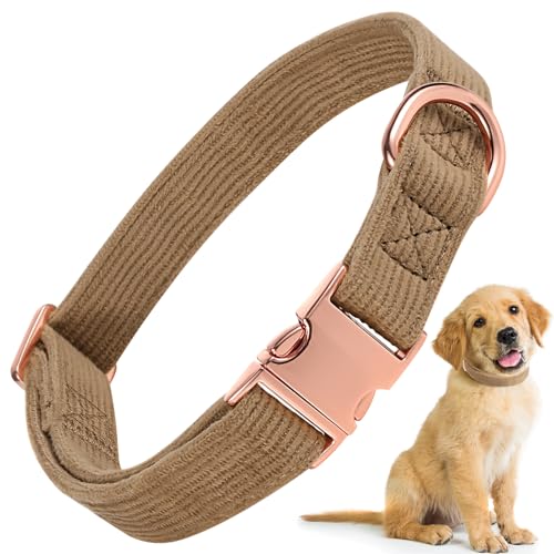 Newofview Hundehalsband, Verstellbare Hundehalsband aus Cord, Dog Collar Ultraweiches Halsband Atmungsaktives Halsband für Kleine Mittel Hunde-S,M von Newofview