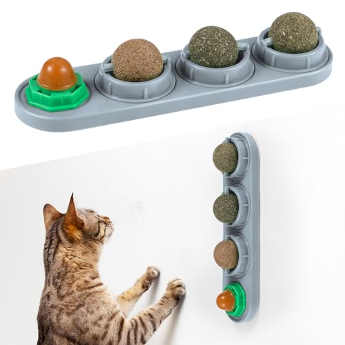 Newofview Katzenminze Ball, 4 Stück Catnip Ball Katzenminze Spielzeug für Katzen Natürliche Catnip für Katzen Lecken, Kätzchen Zähne Reinigung von Newofview