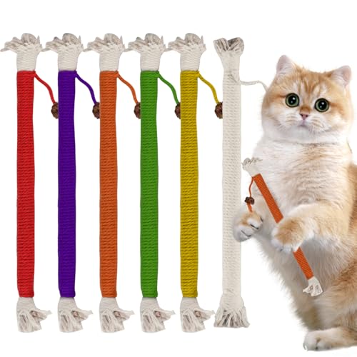 Newoutset 6 Stück Katzenminze-Spielzeug Beißseil, Katzenkauspielzeug, Beißseile, 20 cm, interaktives Katzenspielzeug für Indoor-Katzen, Nip-Kauseile für Kätzchen-Zahnreinigung von Newoutset