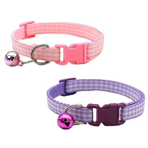 Newtensina 2 Stück Plaid Katzenhalsband mit Glöckchen für Katze - PinkPurple Newtensina 2 Stück Plaid Katzenhalsband mit Glöckchen für Katze - PinkPurple von Newtensina