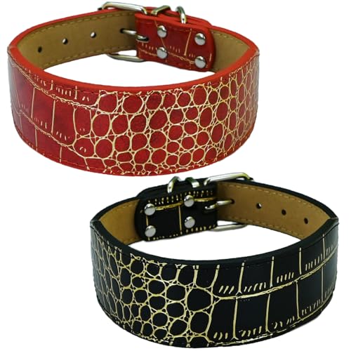 Newtensina 2 Stück breite weiche Hundehalsband mit Krokodil Textur Durable Hundehalsband für mittlere Hunde große Hunde von Newtensina