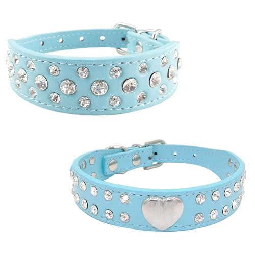 Newtensina 2 Stücke Hundehalsband Set Diamanti Herz Hundehalsband für kleine Hunde - Blau - S Newtensina 2 Stücke Hundehalsband Set Diamanti Herz Hundehalsband für kleine Hunde - Blau - S von Newtensina
