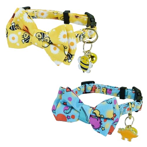Newtensina Fashion 2 Pieces Cute Bee Dinosaurs Pattern Cat Collar with Bee Dinosaurs Pendant for Cats - YellowBlue Newtensina Fashion 2 Pieces Cute Bee Dinosaurs Pattern Cat Collar with Bee Dinosaurs Pendant for Cats - YellowBlue von Newtensina