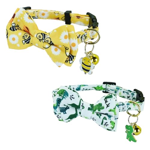 Newtensina Fashion 2 Pieces Cute Bee Dinosaurs Pattern Cat Collar with Bee Dinosaurs Pendant for Cats - YellowGreen Newtensina Fashion 2 Pieces Cute Bee Dinosaurs Pattern Cat Collar with Bee Dinosaurs Pendant for Cats - YellowGreen von Newtensina