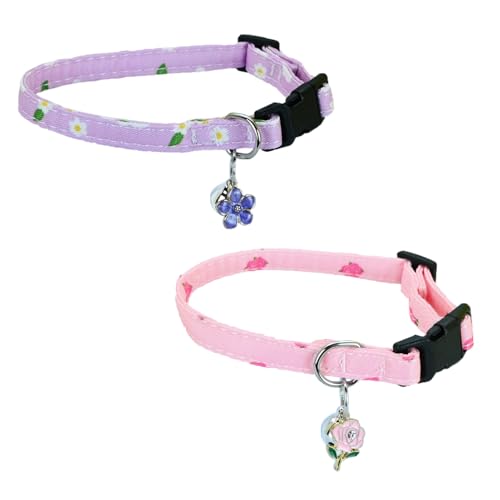 Newtensina Fashion 2 Pieces Cute Flower Pattern Cat Collar with Flower Pendant Pedal Pendant for Cats - PurplePink Newtensina Fashion 2 Pieces Cute Flower Pattern Cat Collar with Flower Pendant Pedal Pendant for Cats - PurplePink von Newtensina