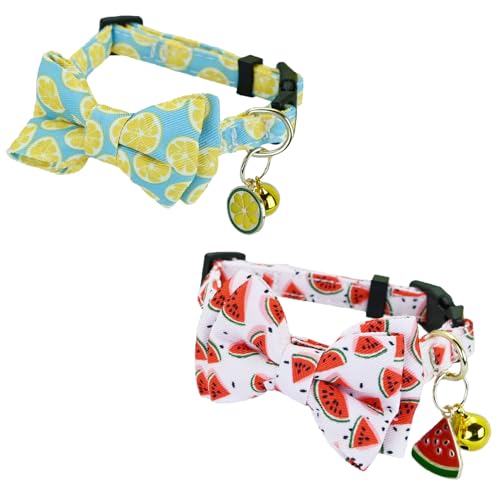 Newtensina Fashion 2 Pieces Cute Fruits Pattern Cat Collar with Lemon Watermelon Pineapple Pendant for Cats - BlueRed Newtensina Fashion 2 Pieces Cute Fruits Pattern Cat Collar with Lemon Watermelon Pineapple Pendant for Cats - BlueRed von Newtensina