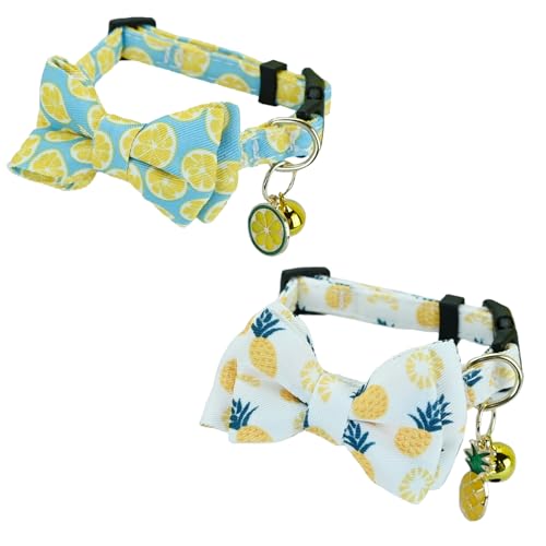Newtensina Fashion 2 Pieces Cute Fruits Pattern Cat Collar with Lemon Watermelon Pineapple Pendant for Cats - BlueWhite Newtensina Fashion 2 Pieces Cute Fruits Pattern Cat Collar with Lemon Watermelon Pineapple Pendant for Cats - BlueWhite von Newtensina