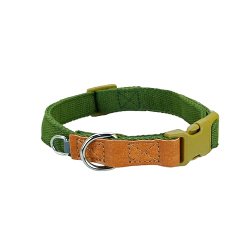 Newtensina Fashion Soft Polyester Cotton Dog Collar Puppy Collar with Expanding Small D-Ring Design for Medium Dogs Large Dogs - Green - L Newtensina Fashion Soft Polyester Cotton Dog Collar Puppy Collar with Expanding Small D-Ring Design for Medium Dogs Large Dogs - Green - L von Newtensina