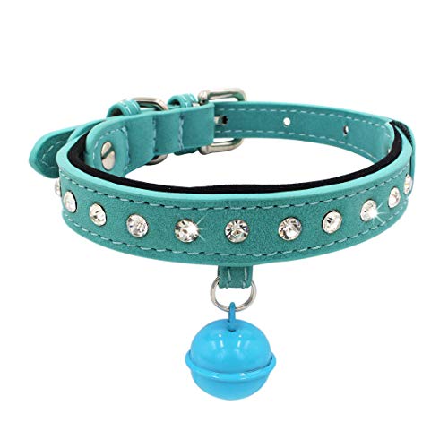 Newtensina Glocke Hundehalsband Weich Bequem ausgestattet Bling Welpenhalsband mit Diamant - Blue - XS Newtensina Glocke Hundehalsband Weich Bequem ausgestattet Bling Welpenhalsband mit Diamant - Blue - XS von Newtensina