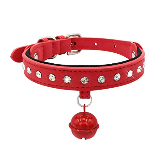 Newtensina Glocke Hundehalsband Weich Bequem ausgestattet Bling Welpenhalsband mit Diamant - Red - S Newtensina Glocke Hundehalsband Weich Bequem ausgestattet Bling Welpenhalsband mit Diamant - Red - S von Newtensina
