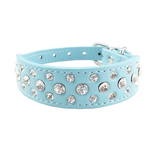 Newtensina Haustier Kragen Bling Welpen Halsband Niedlicher Hundehalsband mit Diamante für Mädchen - Blue - XS von Newtensina