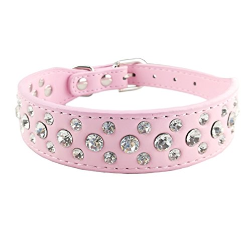 Newtensina Haustier Kragen Bling Welpen Halsband Niedlicher Hundehalsband mit Diamante für Mädchen - Pink - S von Newtensina