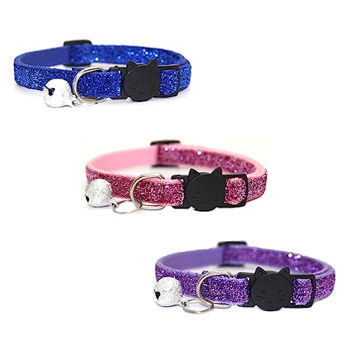 Newtensina Katzenhalsband, Samt, mit Glöckchen, Blau, Rosa, Violett, 3 Stück Newtensina Katzenhalsband, Samt, mit Glöckchen, Blau, Rosa, Violett, 3 Stück von Newtensina