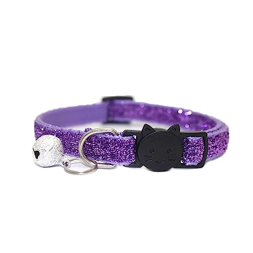 Newtensina Katzenhalsband, Samt, mit Glöckchen, Violett von Newtensina