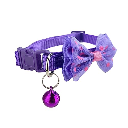 Newtensina Katzenhalsband mit Glöckchen, Fliege, gepunktet, Violett von Newtensina