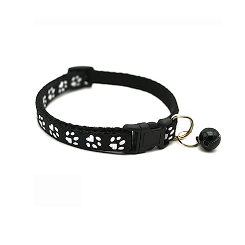 Newtensina Katzenhalsband mit Glöckchen, Pfotenmotiv, Schwarz Newtensina Katzenhalsband mit Glöckchen, Pfotenmotiv, Schwarz von Newtensina