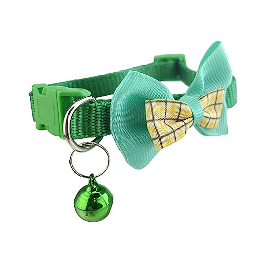 Newtensina Katzenhalsband mit Glöckchen, kariert, mit Fliege, Grün von Newtensina