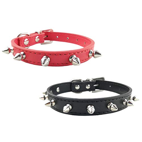 Newtensina Mode 2 Stück Studded Hunde Kragen Set punkbesetzte Welpen Kragen für kleine Hunde Katzen Newtensina Mode 2 Stück Studded Hunde Kragen Set punkbesetzte Welpen Kragen für kleine Hunde Katzen von Newtensina