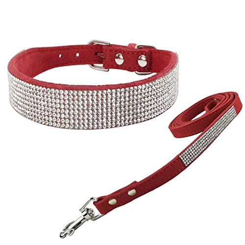 Newtensina Mode Hundehalsband mit Diamante und Leine Bling Welpenhalsband mit Leine für kleine Hunde Große Hunde Newtensina Mode Hundehalsband mit Diamante und Leine Bling Welpenhalsband mit Leine für kleine Hunde Große Hunde von Newtensina