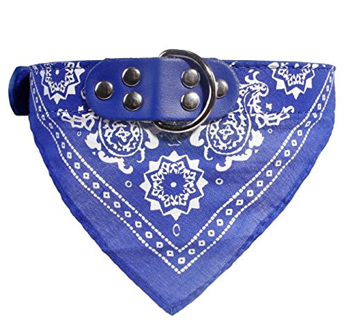 Newtensina Mode Hundebandana Halsband HundeHalsband Junge Mittel Bandana Hündchen Bandana mit Halsband für Hunde - Deep Blue - L von Newtensina