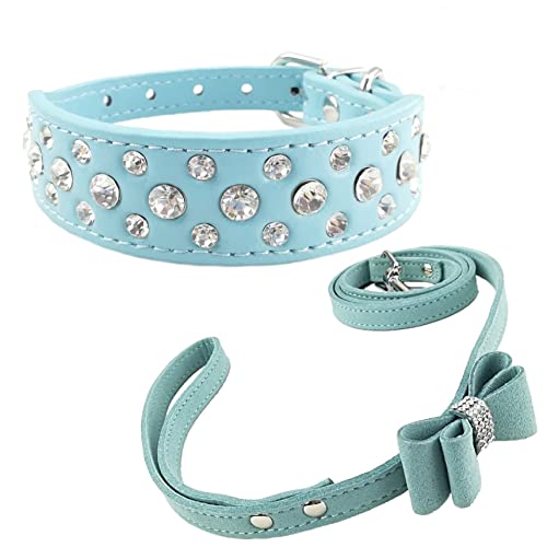 Newtensina Mode Hundehalsband und Leine Set Bling Welpenhalsband Niedlich Diamante Kätzchenhalsband mit Fliege Leinen für kleine Hunde Newtensina Mode Hundehalsband und Leine Set Bling Welpenhalsband Niedlich Diamante Kätzchenhalsband mit Fliege Leinen für kleine Hunde von Newtensina