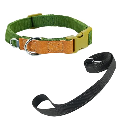 Newtensina Mode Weiches Polyester Baumwolle Hundehalsband und Leine Welpenhalsband mit expandierenden kleinen D-Ring Design für mittlere Hunde große Hunde (a) von Newtensina