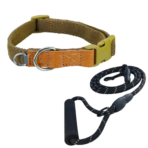 Newtensina Mode Weiches Polyester Baumwolle Hundehalsband und Leine Welpenhalsband mit expandierenden kleinen D-Ring Design für mittlere Hunde große Hunde (c) von Newtensina