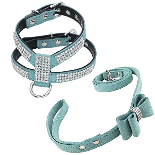 Newtensina Mode Welpen Geschirr mit Diamant und Leine Niedlich Mädchen Bling Hundegeschirr mit Fliege Leine für Klein Hunde Newtensina Mode Welpen Geschirr mit Diamant und Leine Niedlich Mädchen Bling Hundegeschirr mit Fliege Leine für Klein Hunde von Newtensina