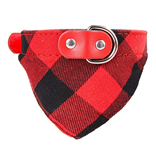 Newtensina Plaid Hund Bandana Niedlich Hündchen Neckerchief Einstellbar Hündchen Halsband Schal für Hunds - Rot - XL von Newtensina