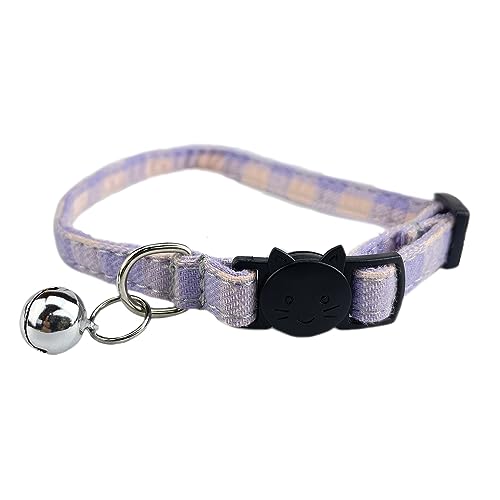 Newtensina Plaid Katzenhalsband Polyester Kätzchen Halsband mit Glocke für Katzen - Lila von Newtensina