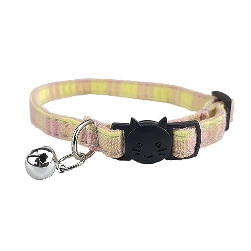 Newtensina Plaid Katzenhalsband Polyester Kätzchen Halsband mit Glocke für Katzen - Rosa von Newtensina