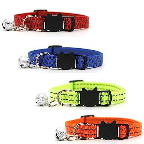 Newtensina Reflektierendes Katzenhalsband mit Glöckchen für Katze - RotblauGrünOrange Newtensina Reflektierendes Katzenhalsband mit Glöckchen für Katze - RotblauGrünOrange von Newtensina