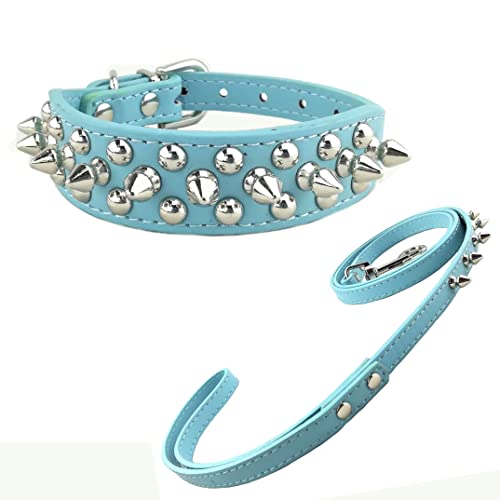 Newtensina Stilvoll Hundehalsband und Leinen Sets Punk Hundehalsband Nieten Hundehalsband und Leine für Hunde von Newtensina