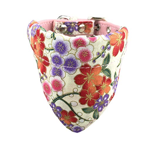 Newtensina Weich Bandana HundeHalsband Klassisch Blume Sakura Design Süß Bandana für Hunde Katzen - Pink - XS von Newtensina