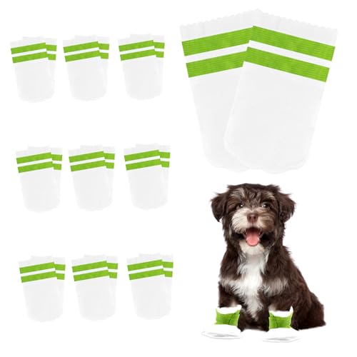 Einweg-Hundeschuhe für verletzte Pfoten, 20 Stück, Einweg-Hundestiefel, Pfotenschutz, selbstklebende Einweg-Hundesocken, Pfoten stoppen Lecken für kleine Hunde (wasserdichter Stil, S) von Newthinking