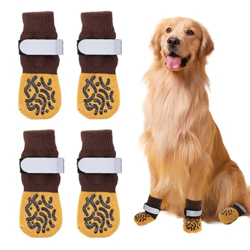 Rutschfeste Hundesocken, Pfotenschutz mit Griffen, starke Traktion, Braun, Größe XL, 2 Paar Rutschfeste Hundesocken, Pfotenschutz mit Griffen, starke Traktion, Braun, Größe XL, 2 Paar von Newthinking