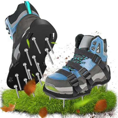 Nagelschuhe mit Klettverschluss, Zum Rasen belüften oder als Estrichschuhe, Rasenbelüfter Vertikutierer und Aerifizierer für Rasenbelüftung, Aerifizierer Gartenschuhe- 70mm Nagell von NexGlow