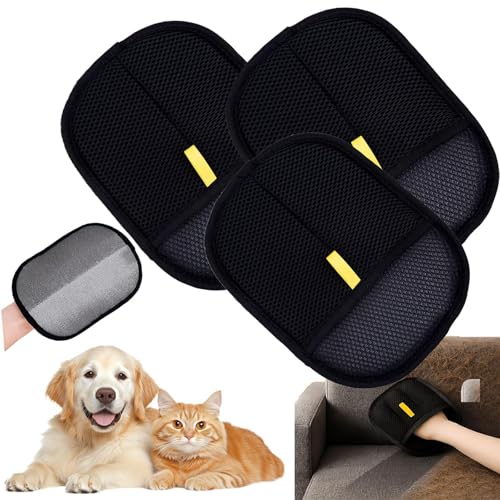 Fellmagnet, Fellhandschuhe Fingerlos Katze Fellmagnet Katzen Handschuhe Fellpflege Doppelseitige Handschuhe Wiederverwendbare Hundehaare Entfernen Katzenhandschuh für Glattes und Gesundes Fell (3pcs) von Nexoria